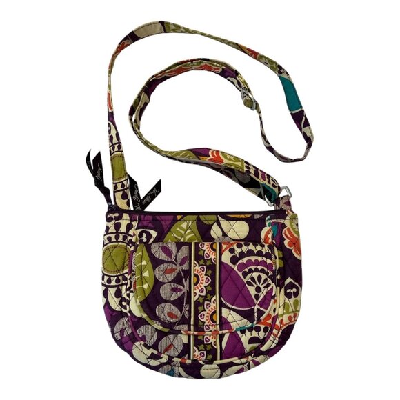 Vera Bradley Quilted Crossbody Bag – Ribbons Pattern – Adjustable Strap, Pockets - Picture 1 of 6